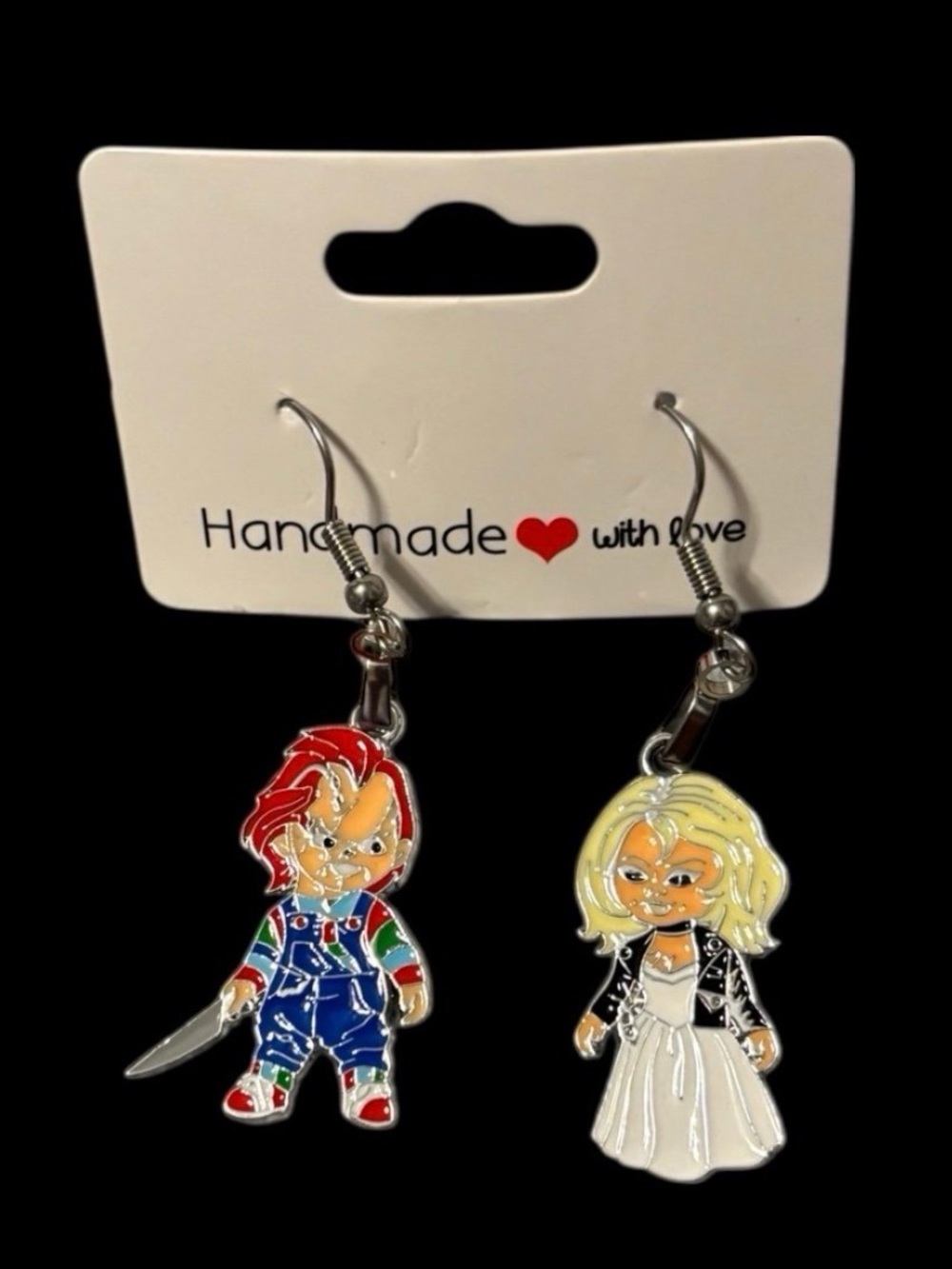 Chuckie and Tiffany Horror Character Dangle Earrings